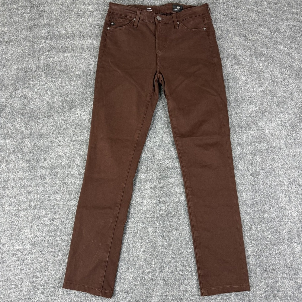 👖 AG Adriano Goldschmied Prima Cigarette Leg Jeans 25R Brown Sateen Mid Rise
